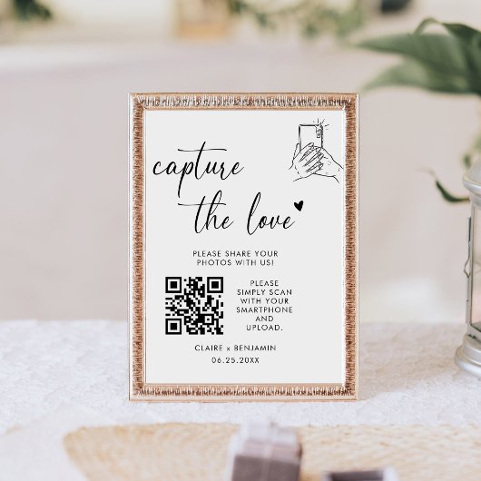 Signe De Table Capture de script moderne Le code QR d'amour
