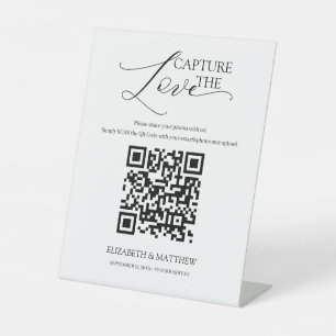 Signe De Table Capture the Love avec code QR en écriture moderne