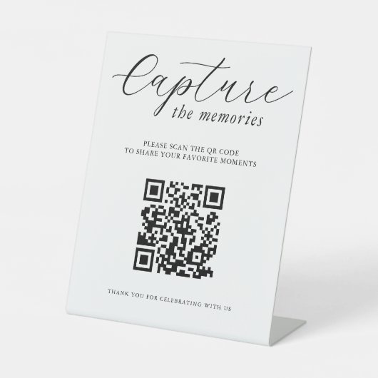 Signe De Table Capture The Memories Wedding Photo QR Code (Recto)
