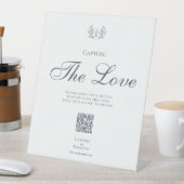 Signe De Table Capturez l'amour de mariage de Monogram Blue Crest (In SItu)
