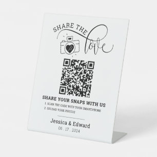 Signe De Table Capturez L'Amour Qr Code Black Chic Mariage modern