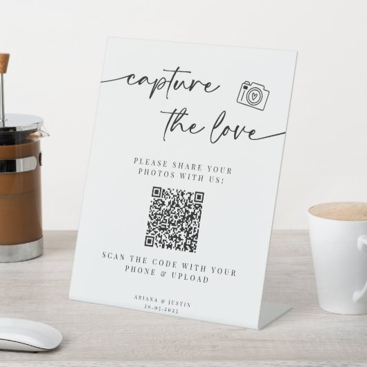 Signe De Table Capturez Le Mariage Love Sign Avec Le Code QR (In SItu)