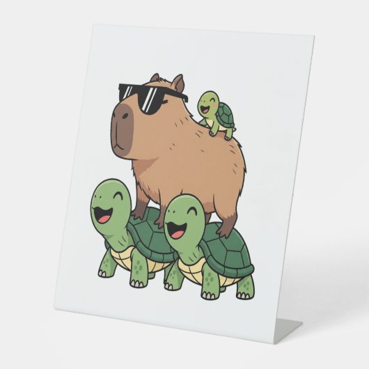 Signe De Table Caravane de tortue Capybara, Funny Capybara (Recto)