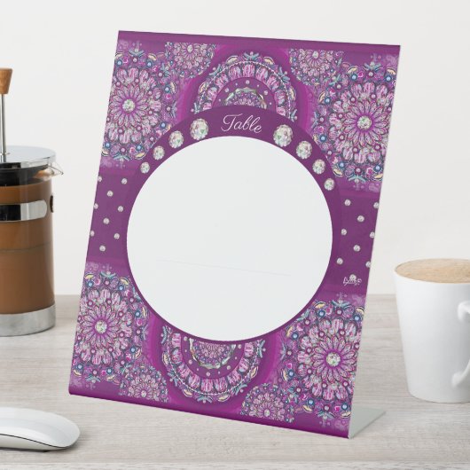 Signe De Table Cardinal Red Rosace (In SItu)