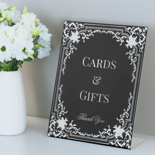 Signe De Table Cards and Gifts Vintage Black Faux Silver Elegant