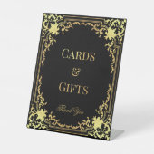 Signe De Table Cards & Gifts Black Faux Gold Foil Vintage Elegant (Recto)