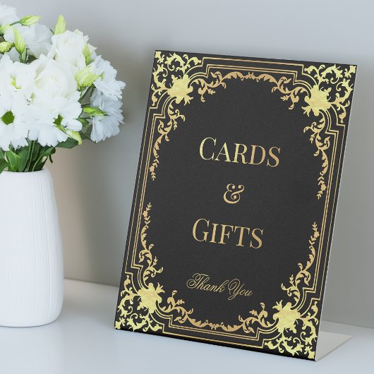 Signe De Table Cards & Gifts Black Faux Gold Foil Vintage Elegant