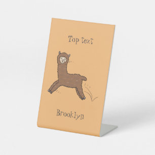Signe De Table Caricature d'alpaga brun joli