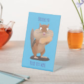 Signe De Table Caricature de chipmunk à grosses joues mignonnes (In SItu)