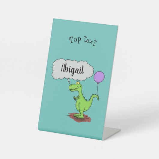 Signe De Table Caricature de dragon dragon drôle et vert respiran (Recto)