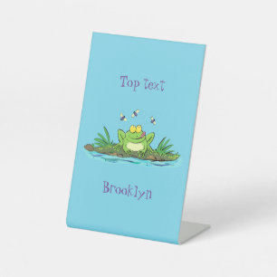 Signe De Table Caricature de grenouille vert mignon