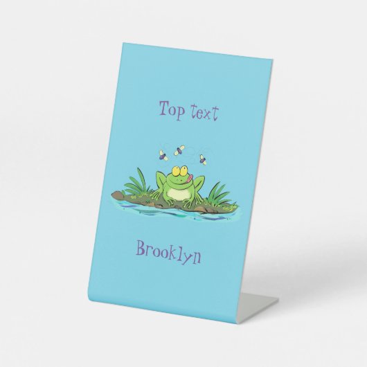 Signe De Table Caricature de grenouille vert mignon (Recto)