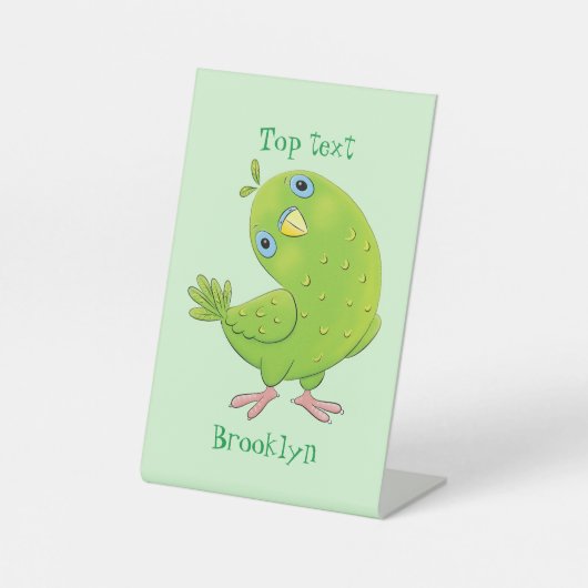 Signe De Table Caricature de perruche verte curieuse (Recto)