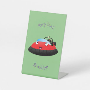 Signe De Table Caricature d'hovercraft rouge joyeux