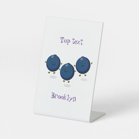 Signe De Table Caricature mignonne de bleuets violets (Recto)