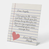 Signe De Table Carnet lettre d'amour manuscrite ou message (Recto)