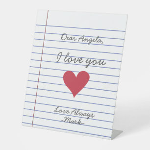 Signe De Table Carnet manuscrit lettre d'amour ou message personn