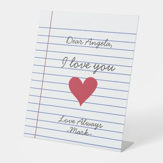 Signe De Table Carnet manuscrit lettre d'amour ou message personn (Recto)