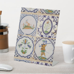 Signe De Table Carreaux de Delft hollandais vintage Art de la pot