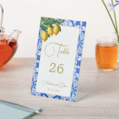 Signe De Table Carrelage bleu citron Élégant Mariage simple (In SItu)