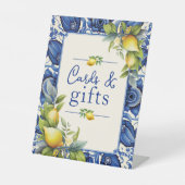 Signe De Table Carrelage bleu citrons jaunes Cartes et cadeaux (Recto)