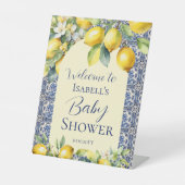 Signe De Table Carrelage bleu italien aquarelle citron bébé accue (Recto)