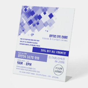 Signe De Table Carrés Bleus, Opticien, Praticien Technique