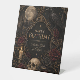 Signe De Table Carte d'anniversaire gothique, Floral sombre, Papi