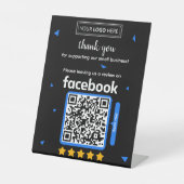 Signe De Table Carte de demande d'avis Facebook avec logo et code (Recto)