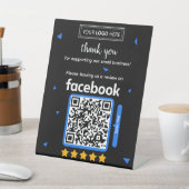 Signe De Table Carte de demande d'avis Facebook avec logo et code (In SItu)
