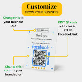 Signe De Table Carte de demande d'avis Facebook avec logo et code