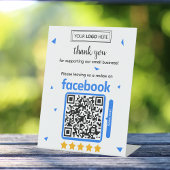 Signe De Table Carte de demande d'avis Facebook avec logo et code