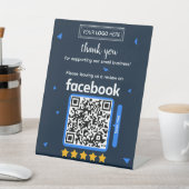 Signe De Table Carte de demande d'avis Facebook avec logo et code (In SItu)