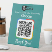Signe De Table Carte de demande d'avis Google avec logo et code Q (In SItu)