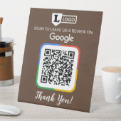 Signe De Table Carte de demande d'avis Google avec logo et QR Cod (In SItu)