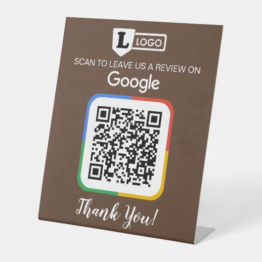 Signe De Table Carte de demande d'avis Google avec logo et QR Cod (Recto)