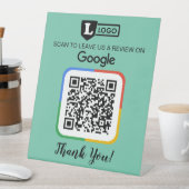 Signe De Table Carte de demande d'avis Google avec logo et QR Cod (In SItu)