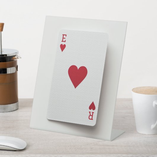 Signe De Table Carte de l'As des Coeurs - Initiales (In SItu)