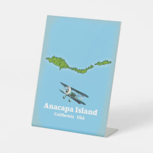 Signe De Table Carte de l'île d'Anacapa Californie États-Unis Caf