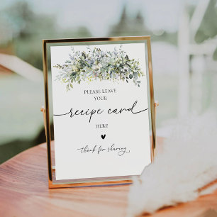 Signe De Table Carte de recette florale Eucalyptus