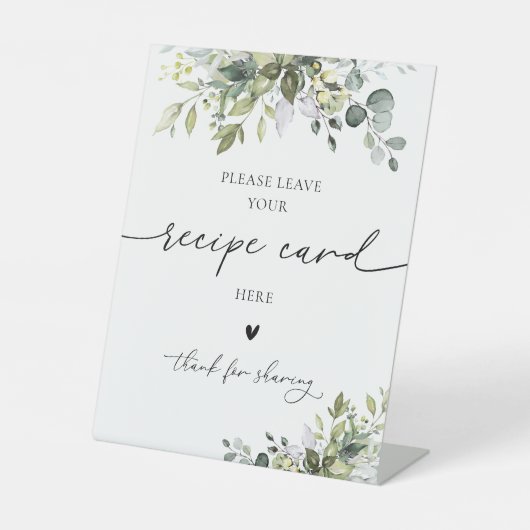 Signe De Table Carte de recette florale Eucalyptus vert (Recto)