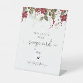 Signe De Table Carte de recette rouge Noël Poinsettia (Recto)