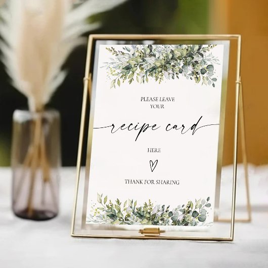 Signe De Table Carte de recettes de plantes vertes