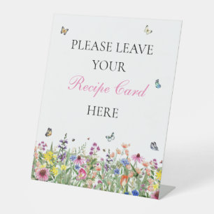Signe De Table Carte de recettes Fleurs sauvages et papillons d'é