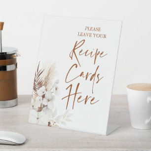 Signe De Table Carte de recettes florales blanches en terre cuite