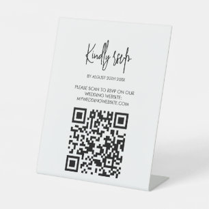 Signe De Table Carte de réponse de mariage moderne avec code QR