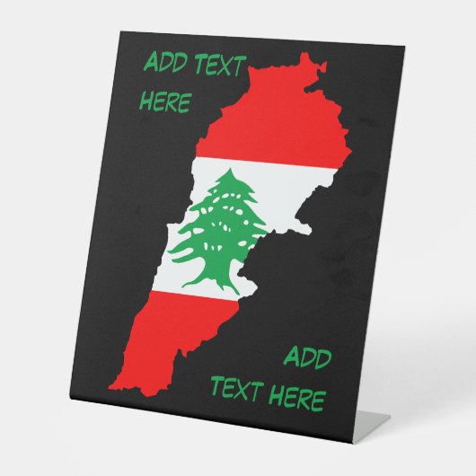 Signe De Table Carte du Liban avec drapeau (Recto)