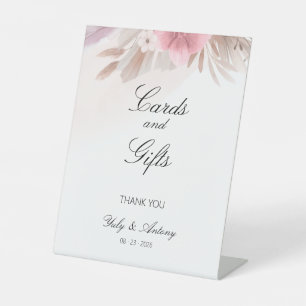 Signe De Table Carte et Cadeau Élégant Pampas Bohème Rose