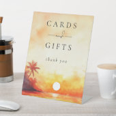 Signe De Table Carte Et Cadeaux De Coucher De Soleil De Plage Aqu (In SItu)