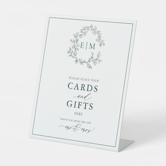 Signe De Table Carte et cadeaux Emerald Green Leafree Crest Monog (Recto)